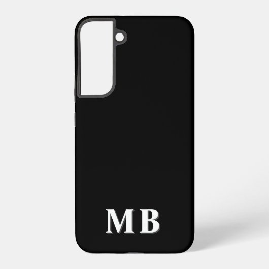 Coque Samsung Galaxy Noir & Blanc | Monogramme Initial Minimal Moderne (Verso)