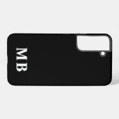 Coque Samsung Galaxy Noir & Blanc | Monogramme Initial Minimal Moderne (Verso Horizontal)