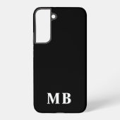 Coque Samsung Galaxy Noir et blanc | Monogramme initial moderne minimal (Verso)