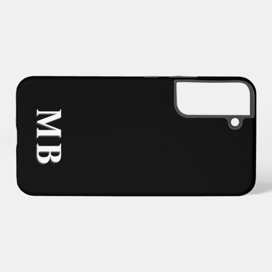 Coque Samsung Galaxy Noir et blanc | Monogramme initial moderne minimal (Verso Horizontal)