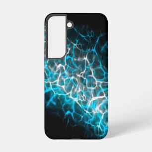 Coque Samsung Galaxy Noir, foudre blanche et bleue Reflet de l'eau