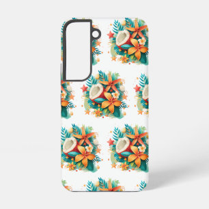 Coque Samsung Galaxy Noix de coco avec fleurs et coquillages