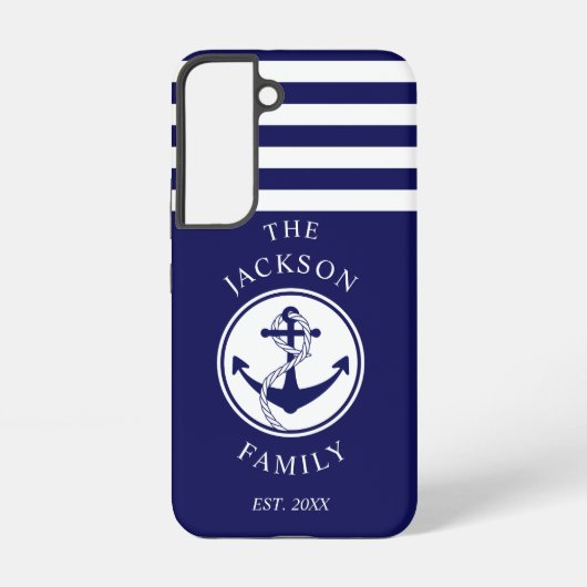 Coque Samsung Galaxy Nom de famille marine bleu marine moderne (Verso)