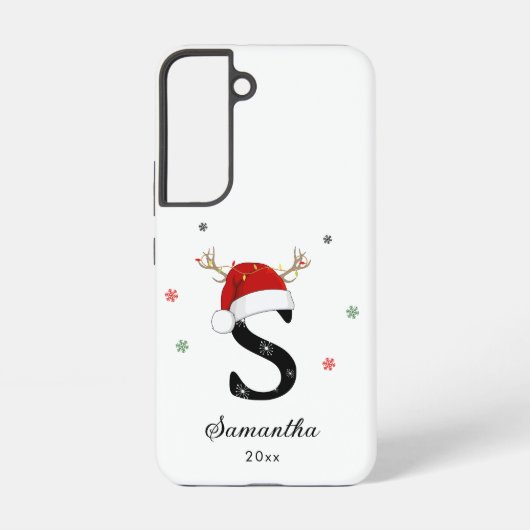 Coque Samsung Galaxy Nom de la lettre Santa Hat | Monogramme | Initiale (Verso)