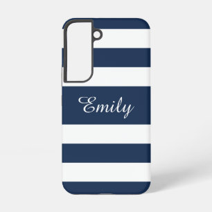 Coque Samsung Galaxy Nom de rayures bleu marine moderne