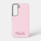 Coque Samsung Galaxy Nom du monogramme de script or Rose personnalisé (Verso)