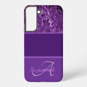 Coque Samsung Galaxy Nom du monogramme personnalisé Séquines violettes (Verso)