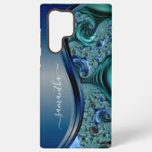 Coque Samsung Galaxy Nom manuscrit Fractal Blue moderne (Verso)