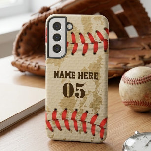 Coque Samsung Galaxy Nom Numéro Rétro Baseball Vintage Personnalisé