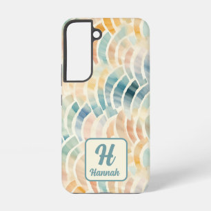 Coque Samsung Galaxy Nom personnalisé et motif aquarelle monogrammé