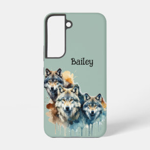 Coque Samsung Galaxy Nom personnalisé Loups Loup Faune Nature Art anima
