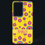 Coque Samsung Galaxy Nom personnalisé mignon Abstrait jaune<br><div class="desc">Éclaircissez votre style technologique avec ce **Nom personnalisé mignon Abstrait Jaune Samsung Galaxy S21 Ultra Coque** ! Parfait pour les artistes comme pour les amateurs d'art abstraits, ce design audacieux et ludique combine des **tons jaune vif, magenta riche et bleu profond**, accentués par des **formes circulaires** dynamiques qui apportent une...</div>