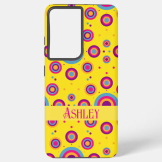 Coque Samsung Galaxy Nom personnalisé mignon Abstrait jaune