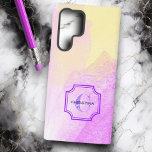 Coque Samsung Galaxy Nom personnalisé Monogram Pastel Chic Aquarelle<br><div class="desc">Ce coque chic est doté d'aquarelle rose, jaune, violet et bleu pastel avec un nom encadré double violet et monogramme de lettre initiale.Personnalisez les modèles avec un nom et initiale ou retirez l'un ou l'autre texte. Ce coque branché peut faire un grand cadeau pour toute occasion et vous pouvez choisir...</div>