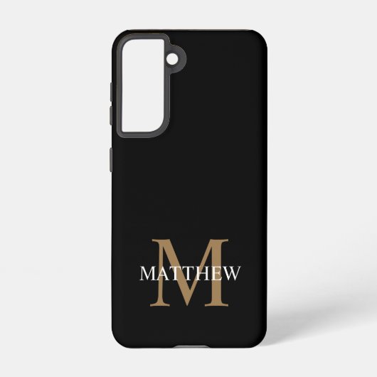 Coque Samsung Galaxy Nom personnalisé Monogramme noir (Verso)