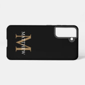 Coque Samsung Galaxy Nom personnalisé Monogramme noir (Verso Horizontal)