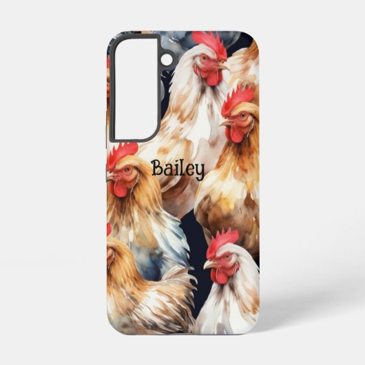 Coque Samsung Galaxy Nom Personnalisé Poulets Hen Oeufs De Coq (Verso)