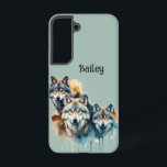 Coque Samsung Galaxy Nom personnalisé Wolf Loup Faune Nature Art animal<br><div class="desc">Nom personnalisé Wolves Wolf Faune Nature Animal Art à customiser avec votre nom</div>