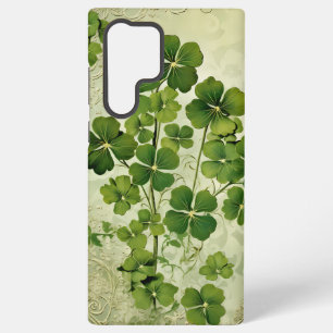 COQUE SAMSUNG GALAXY NUANCES DE VERT AU LOOK ANTIQUE TRÈFLES IRLANDAIS