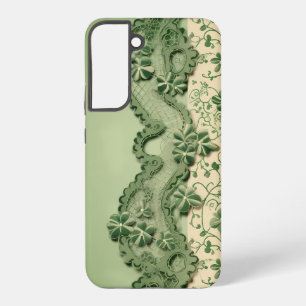 COQUE SAMSUNG GALAXY NUANCES DE VERT ET CRÈME ORNÉE DE DENTELLE IRLANDA