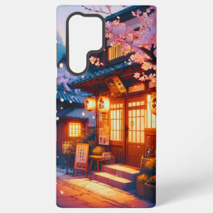 Coque Samsung Galaxy Nuit de floraison de cerisier dans le vieux Japon