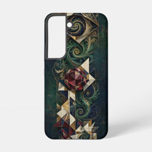 Coque Samsung Galaxy Œil Mystique Émeraude Or Rubis Géométrique Luxe