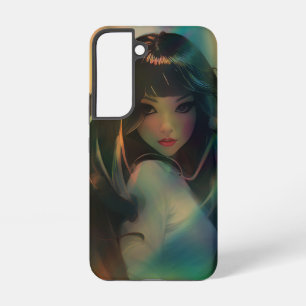 Coque Samsung Galaxy Œuvre d'art d'une fille d'anime entourée de lumièr