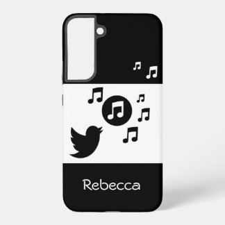 Coque Samsung Galaxy Oiseau chanteur élégant noir et blanc personnalisé