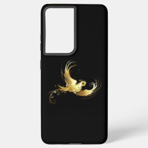 Coque Samsung Galaxy Oiseau d'or sur Arrière - plan noir