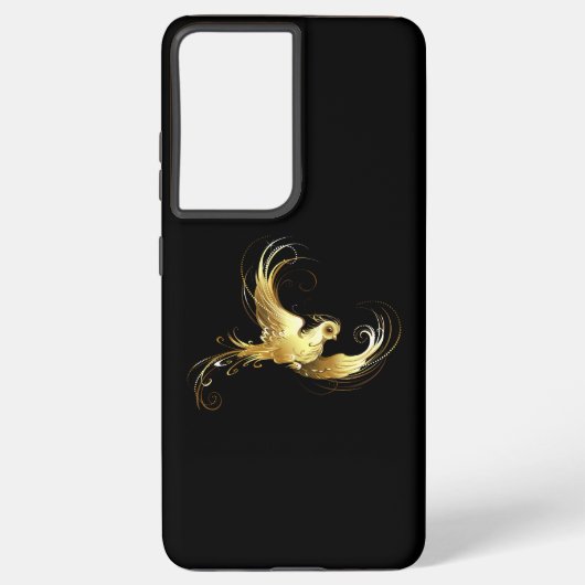 Coque Samsung Galaxy Oiseau d'or sur Arrière - plan noir (Verso)