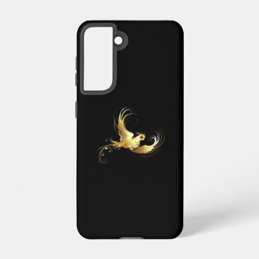 Coque Samsung Galaxy Oiseau d'or sur Arrière - plan noir (Verso)