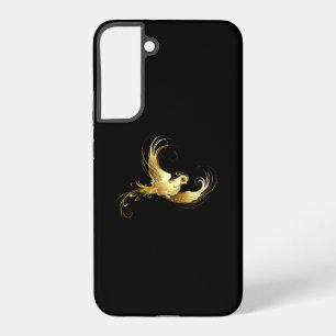 Coque Samsung Galaxy Oiseau d'or sur Arrière - plan noir