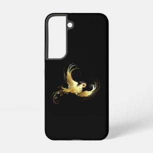 Coque Samsung Galaxy Oiseau d'or sur Arrière - plan noir