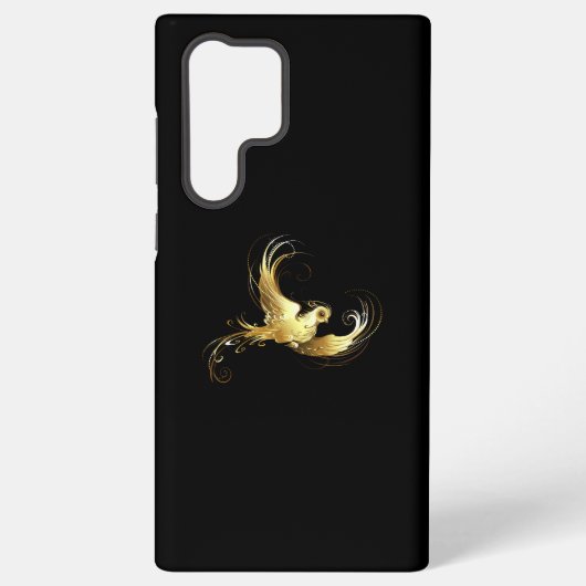 Coque Samsung Galaxy Oiseau doré sur fond noir (Verso)
