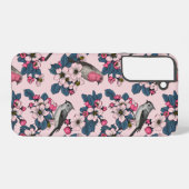 Coque Samsung Galaxy Oiseaux et fleurs roses (Verso Horizontal)