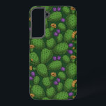 Coque Samsung Galaxy Opuntie de floraison sur vert foncé<br><div class="desc">motif vectoriel dessiné à la main avec opuntie à floraison</div>