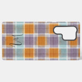 Coque Samsung Galaxy Orange and Purple Plaid Pattern Monogram (Verso Horizontal)