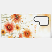 Coque Samsung Galaxy Orange doux et fleurs jaunes (Verso Horizontal)
