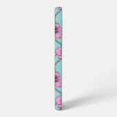 Coque Samsung Galaxy Orchidées et chaînes, roses et bleues (Côté gauche)