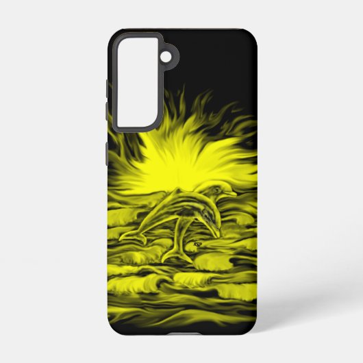 Coque Samsung Galaxy Paire de dauphins dans le soleil (Verso)