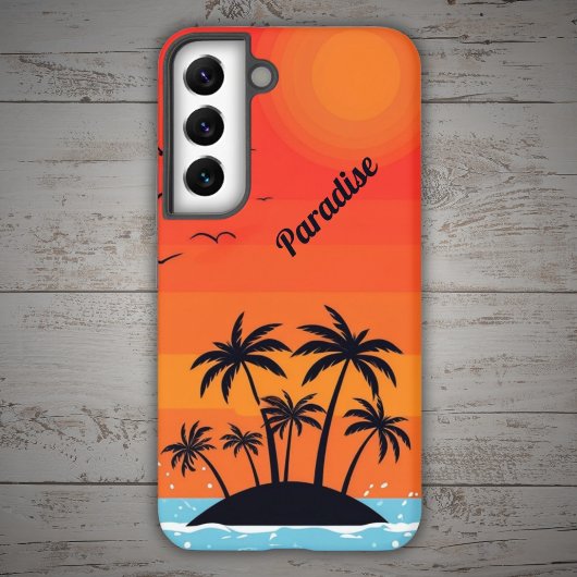 Coque Samsung Galaxy Palm Island under red sky with birds