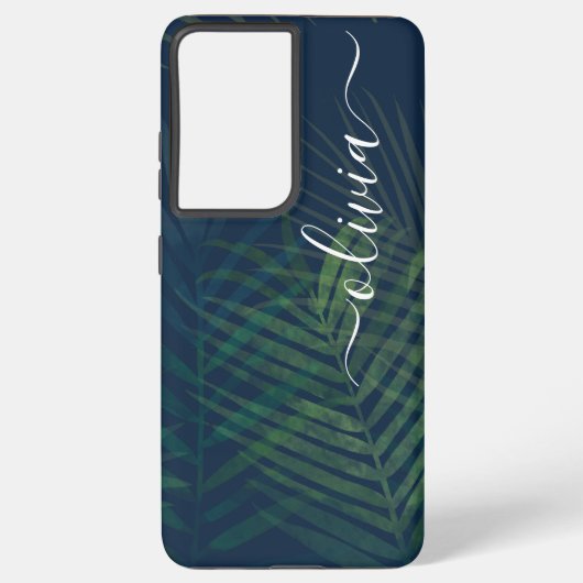Coque Samsung Galaxy Palmiers vert foncé motif feuille (Verso)