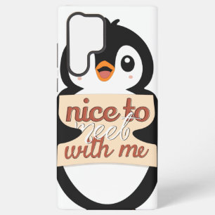 Coque Samsung Galaxy Pancarte de bienvenue de pingouin : ravi de faire
