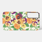 Coque Samsung Galaxy Pansies sur blanc cassé (Verso Horizontal)