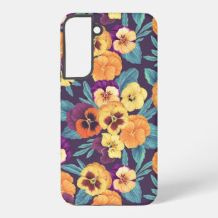 Coque Samsung Galaxy Pansies sur violet de prune