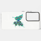 Coque Samsung Galaxy Papillon aux plumes de paon vert (Verso Horizontal)