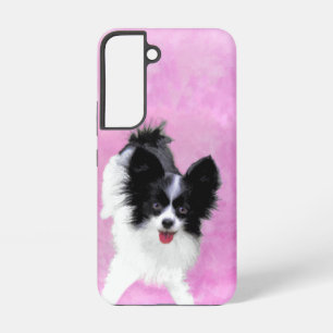 Coque Samsung Galaxy Papillon (blanc et noir) Peinture - Chien Art