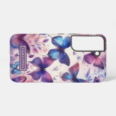 Coque Samsung Galaxy Papillon d'aquarelle rose-violet personnalisé (Verso Horizontal)