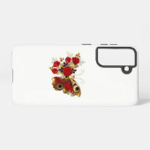 Coque Samsung Galaxy Papillon de fleurs rouges aux roses rouges (Verso Horizontal)
