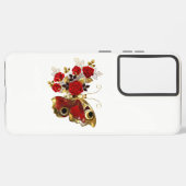 Coque Samsung Galaxy Papillon de fleurs rouges aux roses rouges (Côté gauche)